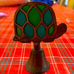 Turtle Shaped Decorative Bell with Green and Blue Accents